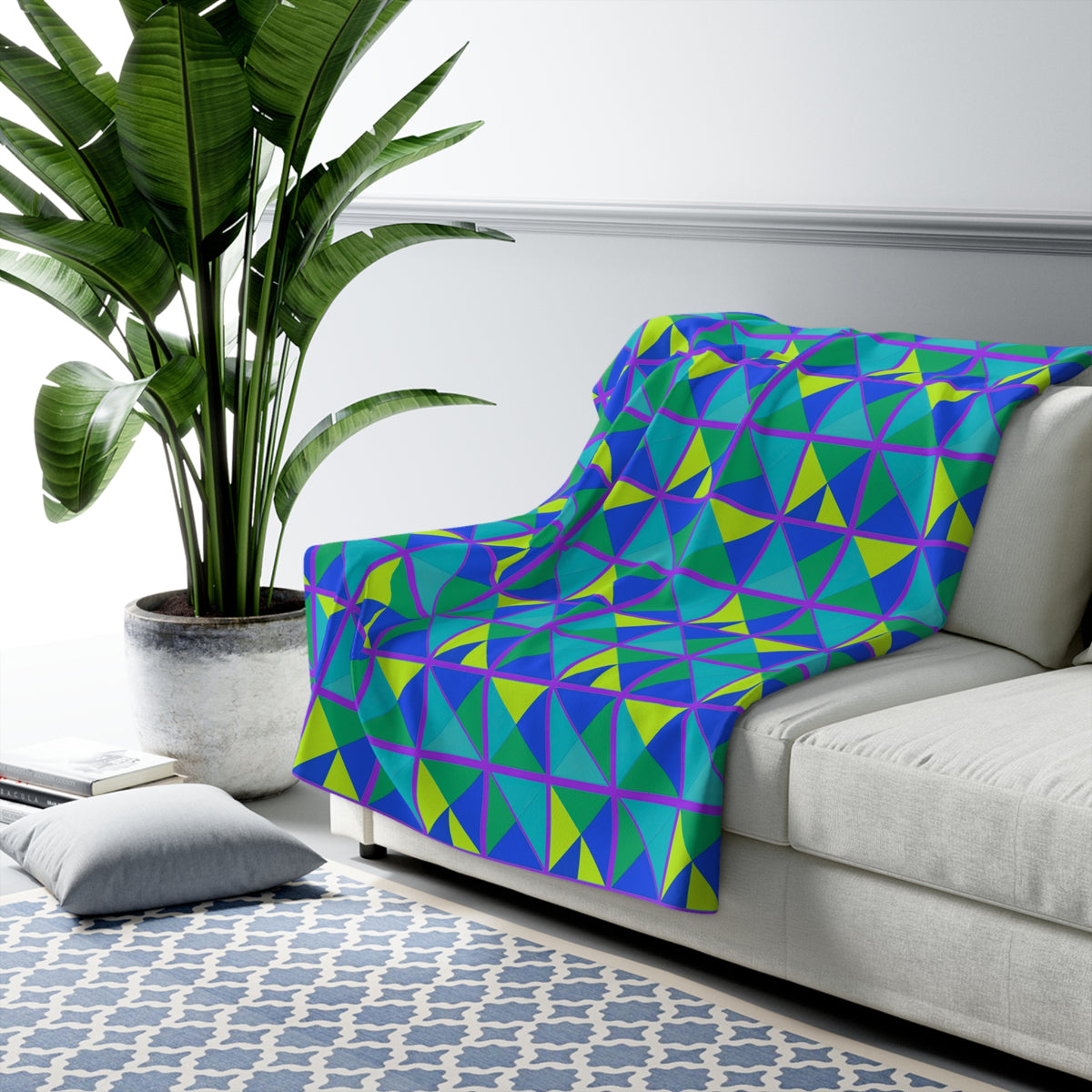 Split Square Fiesta Sherpa Fleece Blanket – Peacock Jewel