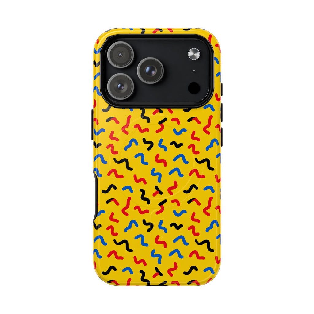 Squiggle Strokes Yellow Magnetic Tough iPhone Case – Bold Primary Abstract Pattern