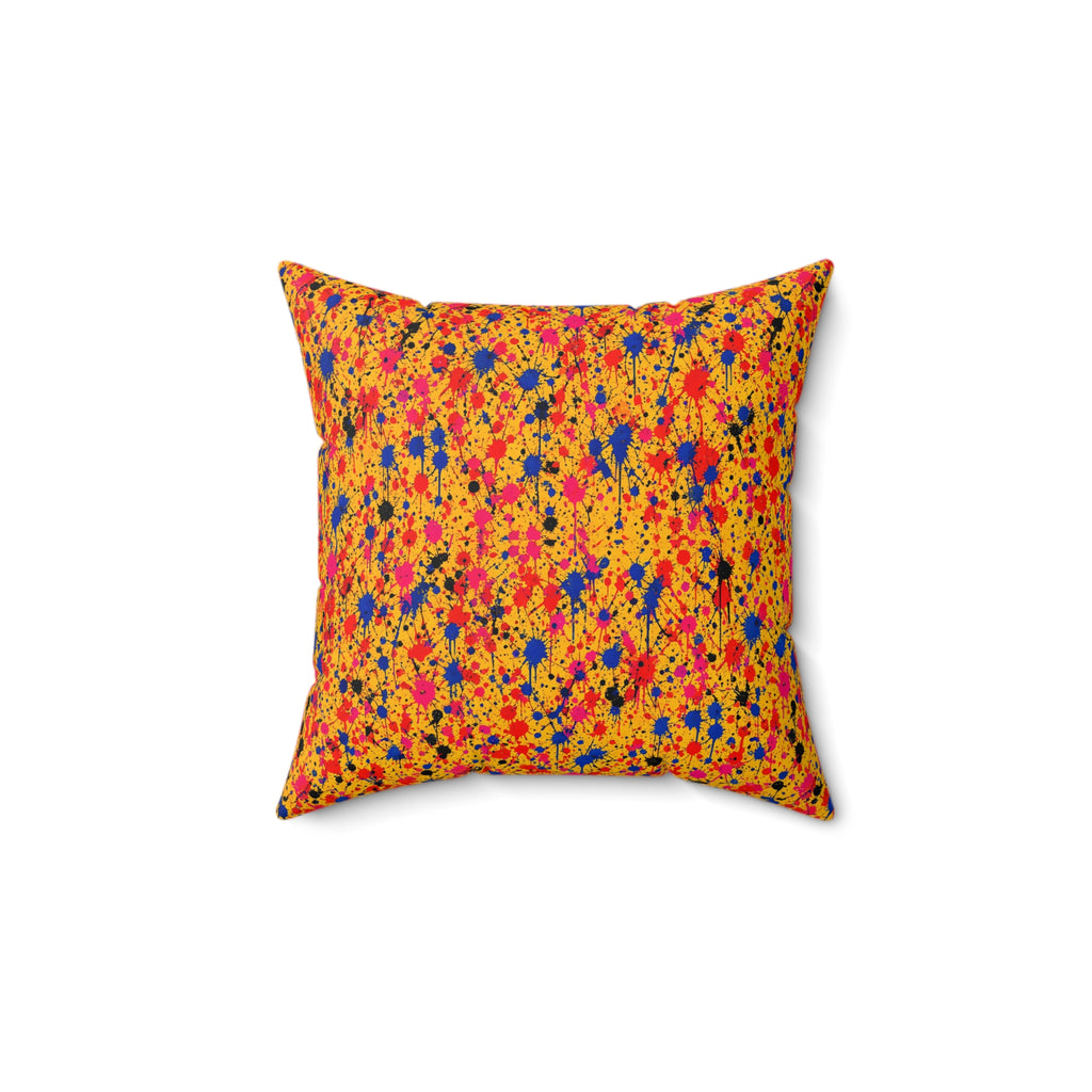 Layered Drip Spray Faux Suede Cushion – Paint Splatter Pattern