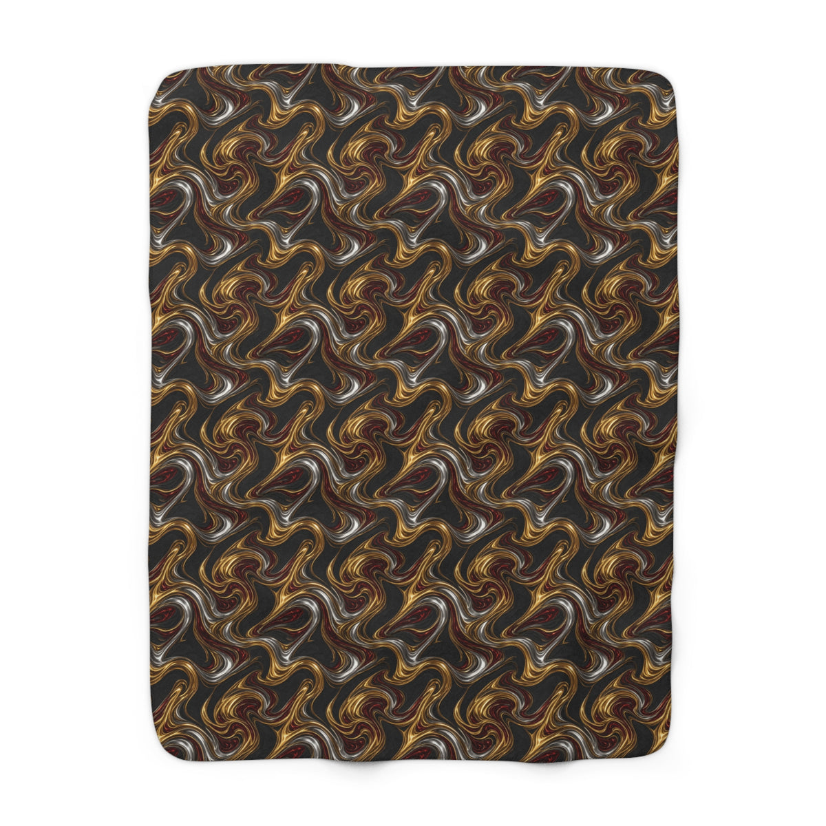 Melting Gold Ribbons Sherpa Fleece Blanket – Liquid Chrome Pattern