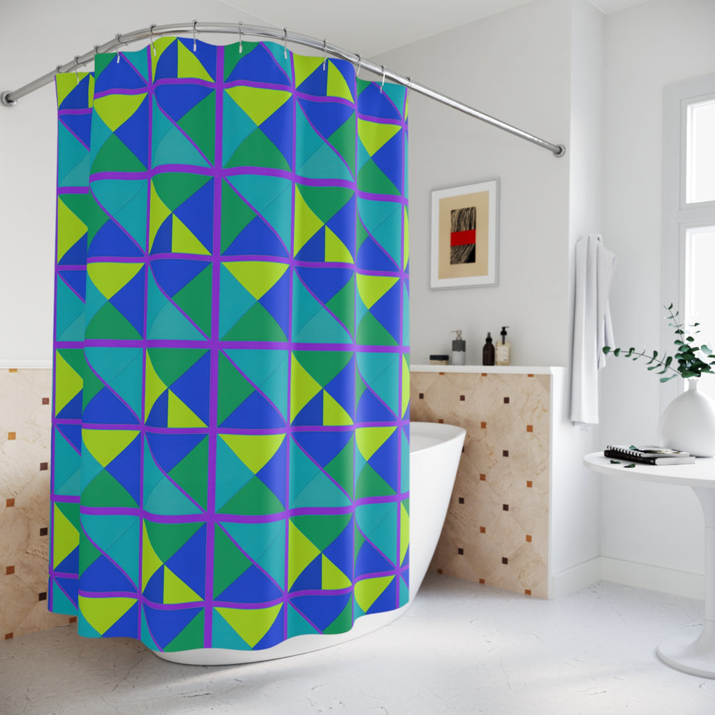 Split Square Fiesta Shower Curtain – Peacock Jewel
