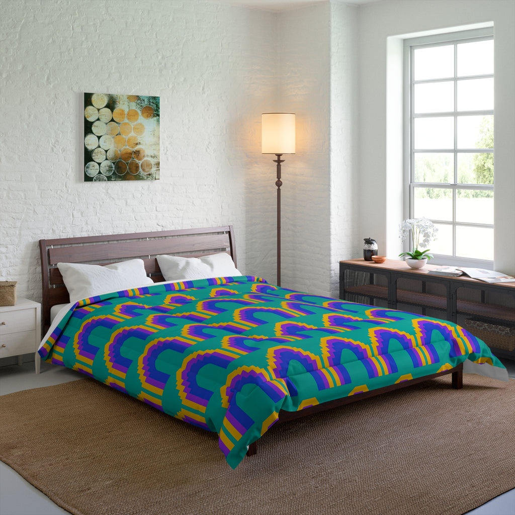 Grand Stepped Arches Comforter – Peacock Jewel