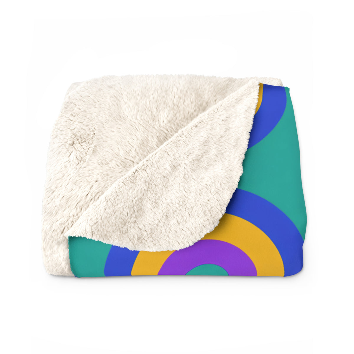Giant Op-Art Jewel Rings Sherpa Fleece Blanket – Peacock Jewel
