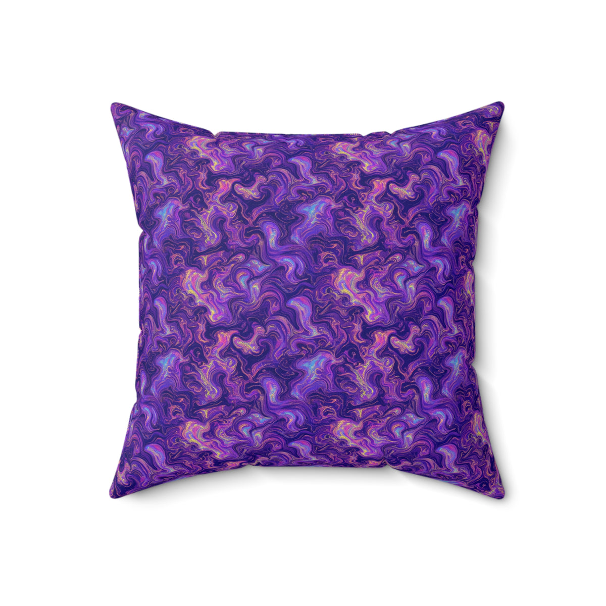 Ultraviolet Marble Swirl Faux Suede Cushion – Psychedelic Marbling Pattern