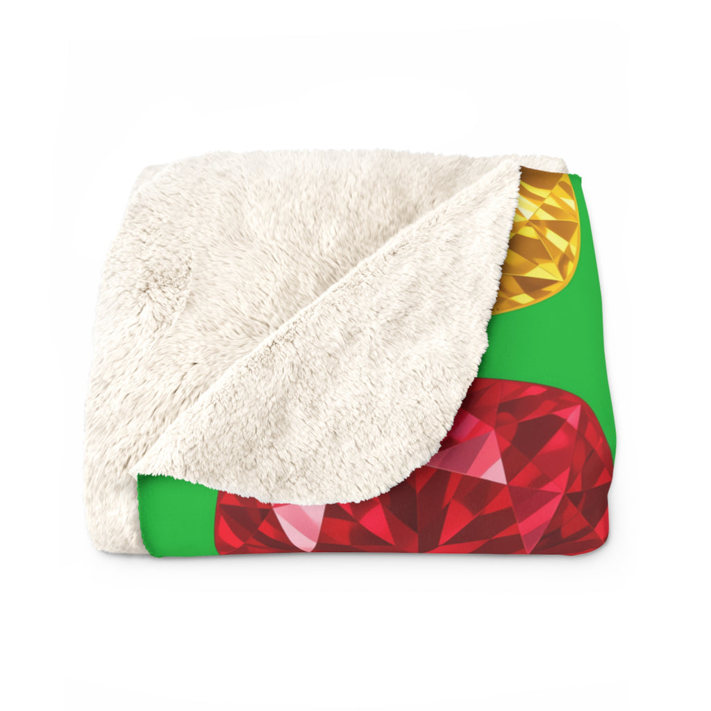 Giant Cut Gem Grid Sherpa Fleece Blanket – Faceted Gem Geometric Pattern