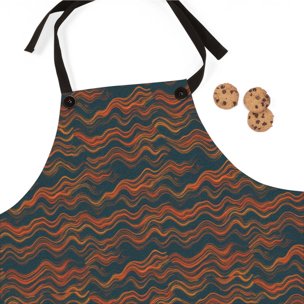 Fine Wave Bands Apron – Combed Marbling Pattern