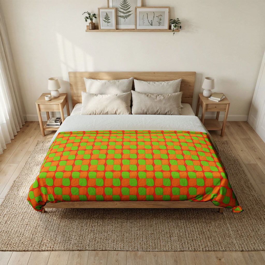 Bold Bulge Checker Cotton Duvet Cover – Hot Citrus