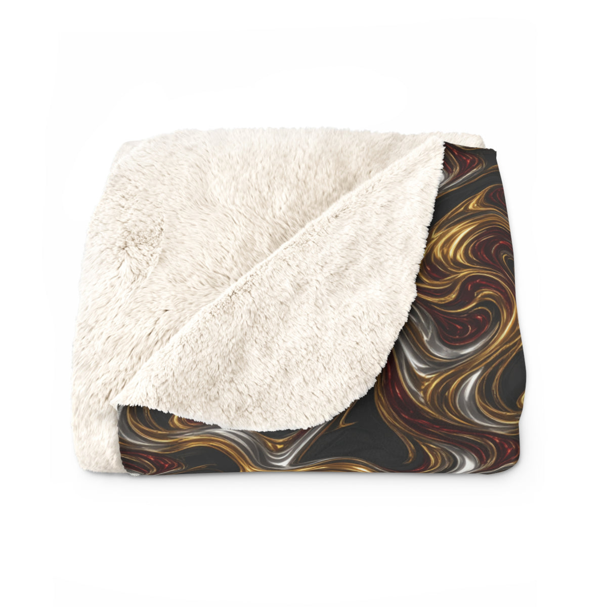 Melting Gold Ribbons Sherpa Fleece Blanket – Liquid Chrome Pattern