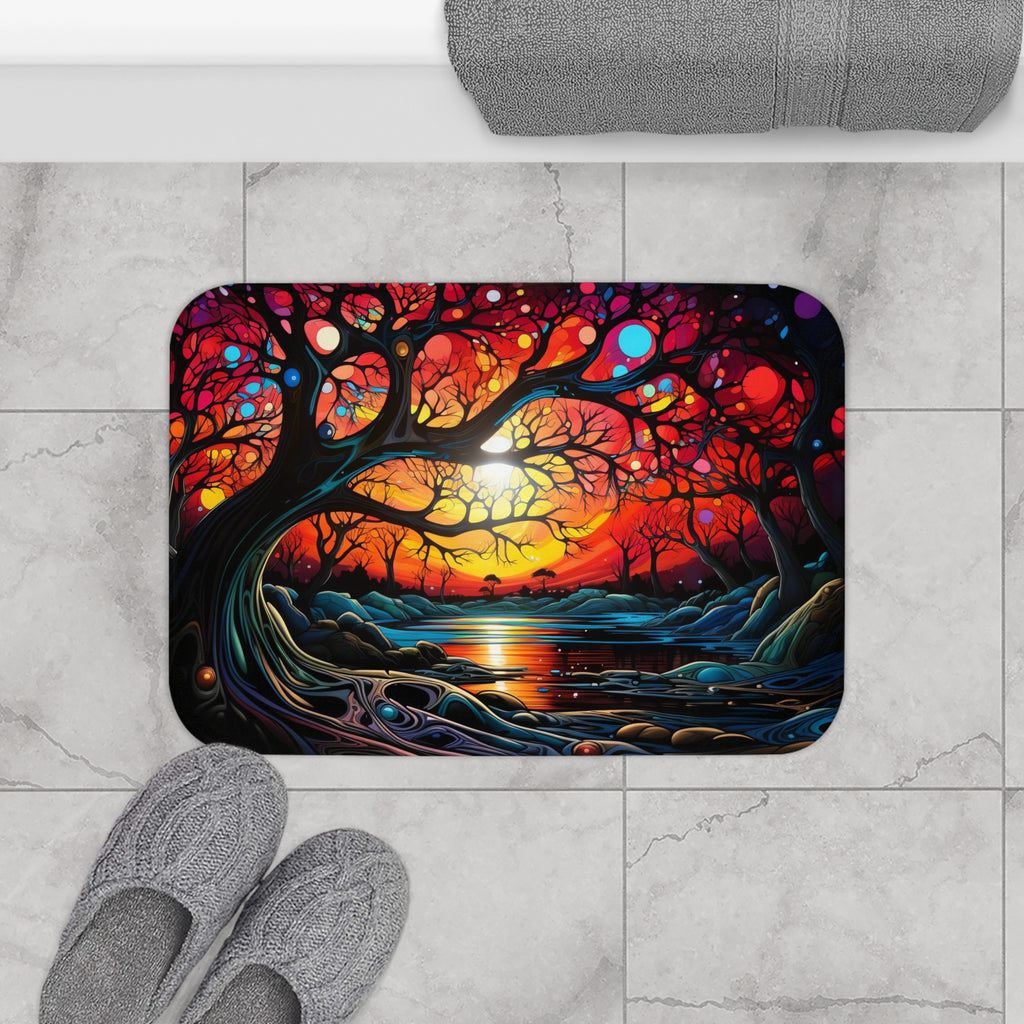 Sunset Dream Tree Bath Mat – Surreal Dreamscape Art