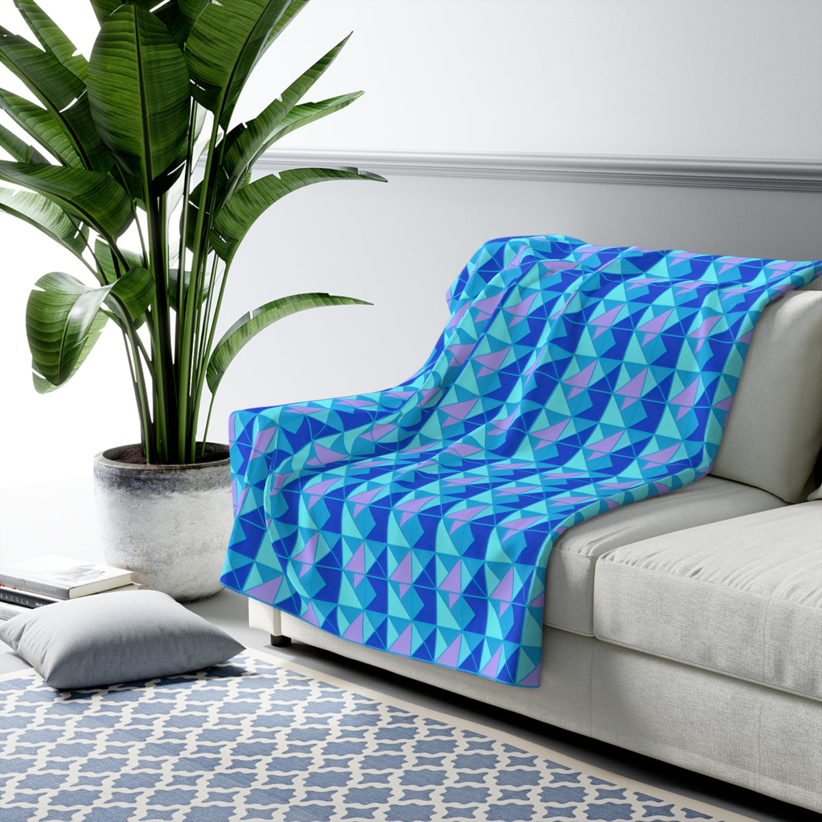 Jewel Block Quilt Sherpa Fleece Blanket – Ice Jewel