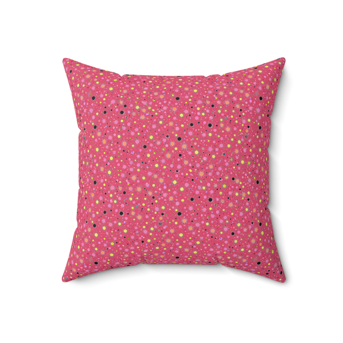 Confetti Spatter Faux Suede Cushion – Candy Pop on Raspberry