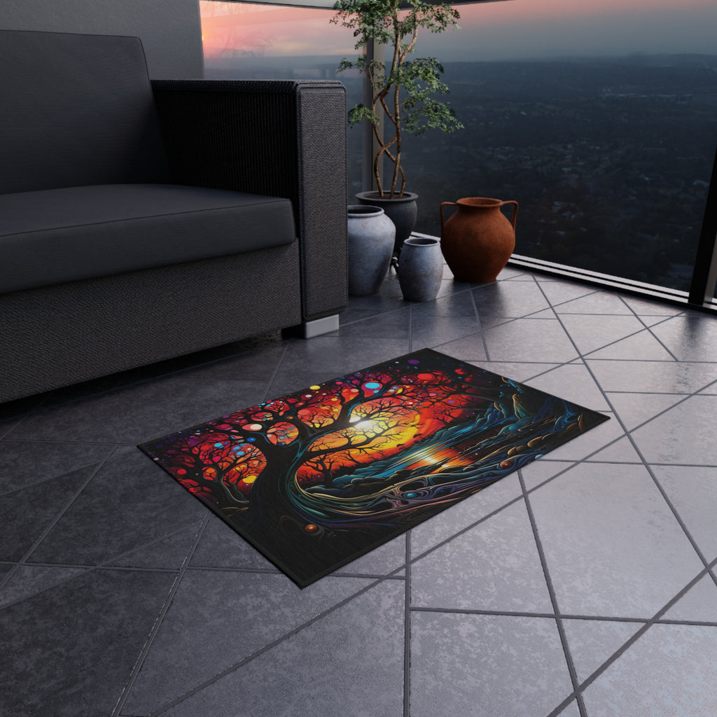 Sunset Dream Tree Outdoor Rug – Surreal Dreamscape Art