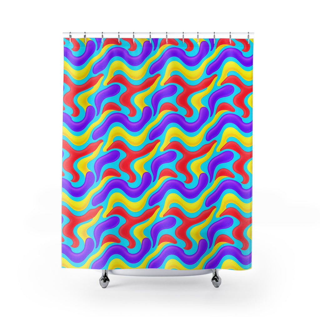 Liquid Band Ripple Shower Curtain – Op-Art Fluid Bands Pattern