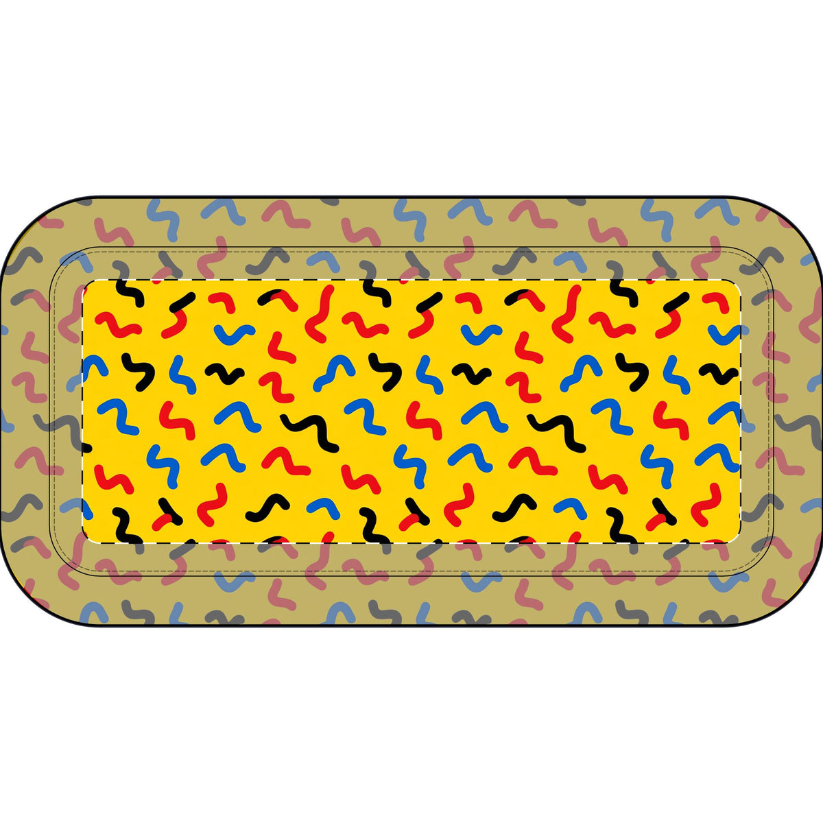 Squiggle Strokes Yellow Pencil Case – Bold Primary Abstract Pattern