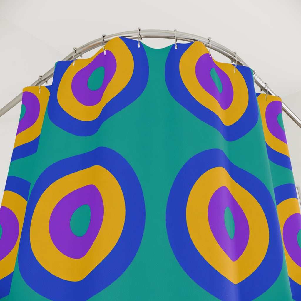 Giant Op-Art Jewel Rings Shower Curtain – Peacock Jewel