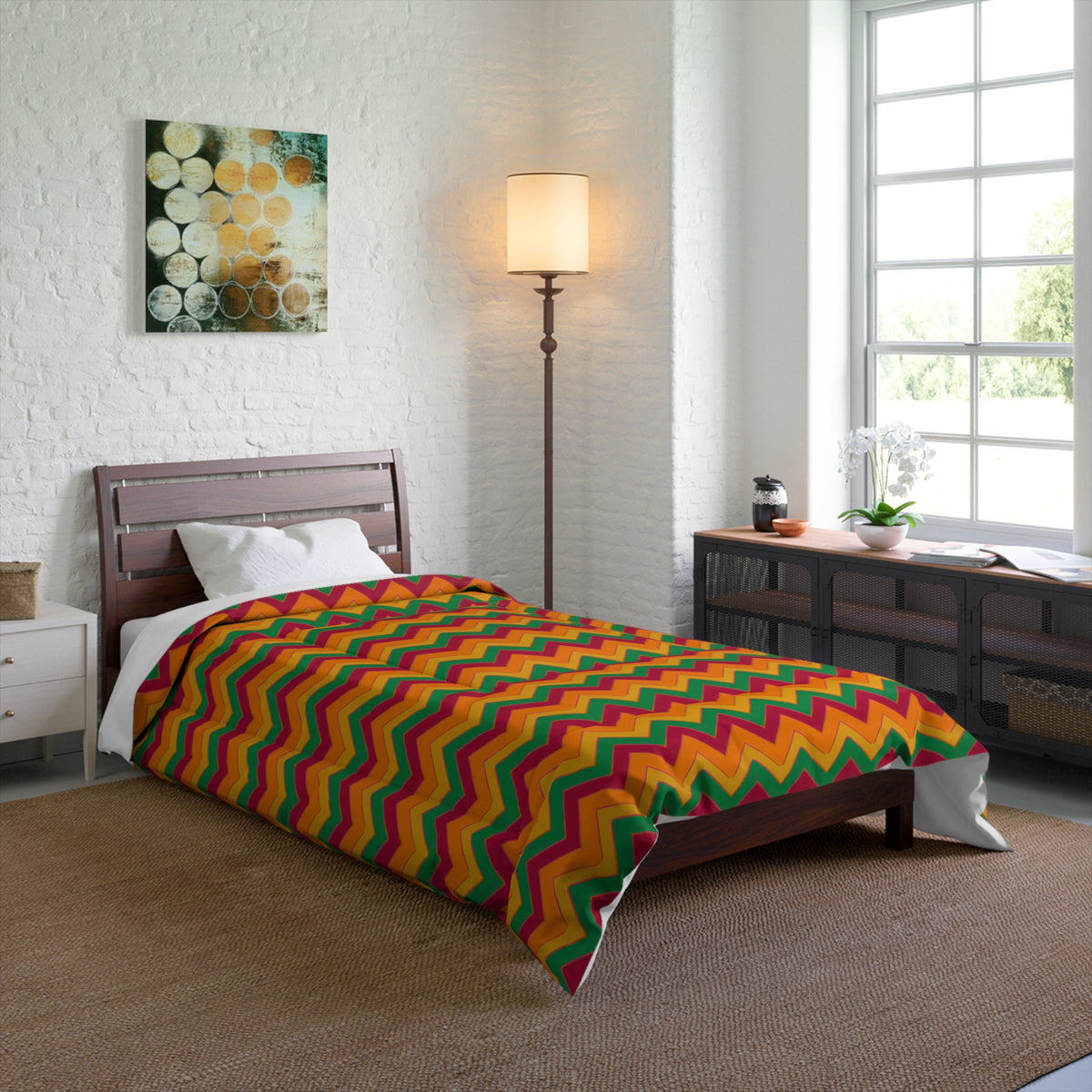 Jewel Chevron Bands Comforter – Cranberry Spice