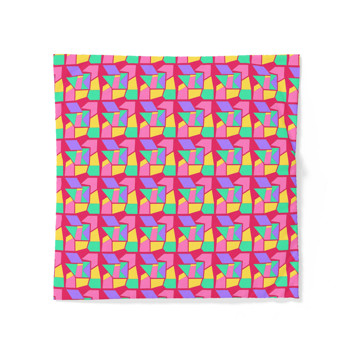 Cubist Block Quilt Cotton Duvet Cover – Candy Pop on Raspberry