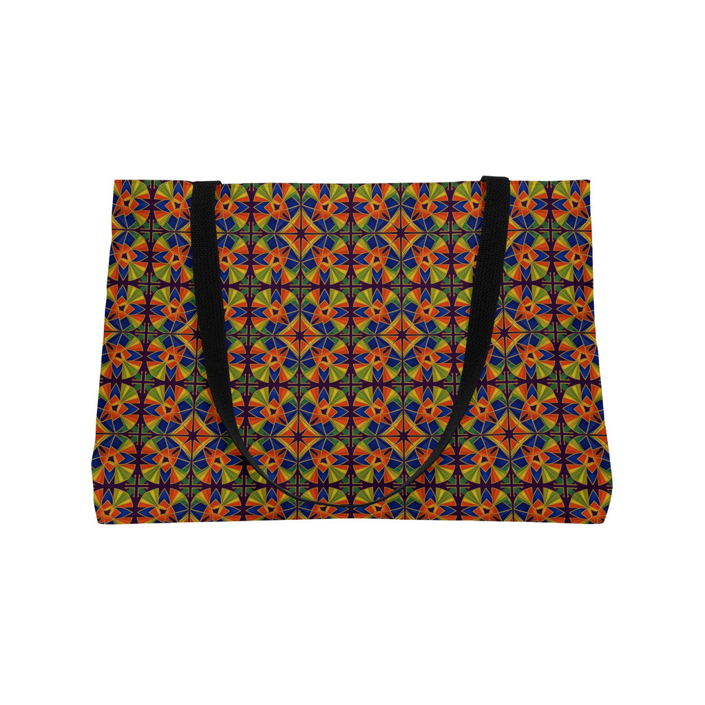 Kaleido Fan Quatrefoil Weekender Tote Bag – Kaleidoscopic Deco Pattern