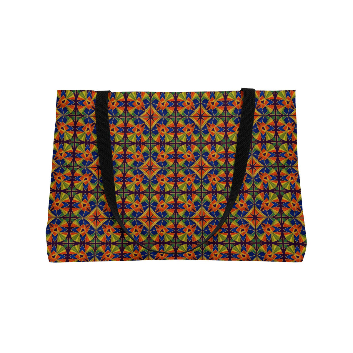 Kaleido Fan Quatrefoil Weekender Tote Bag – Kaleidoscopic Deco Pattern