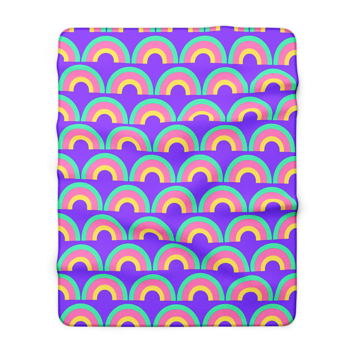 Chromatic Scallop Ripple Sherpa Fleece Blanket – Candy Pastel on Grape