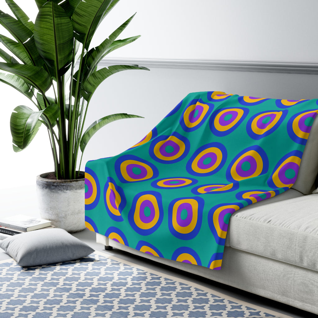 Giant Op-Art Jewel Rings Sherpa Fleece Blanket – Peacock Jewel