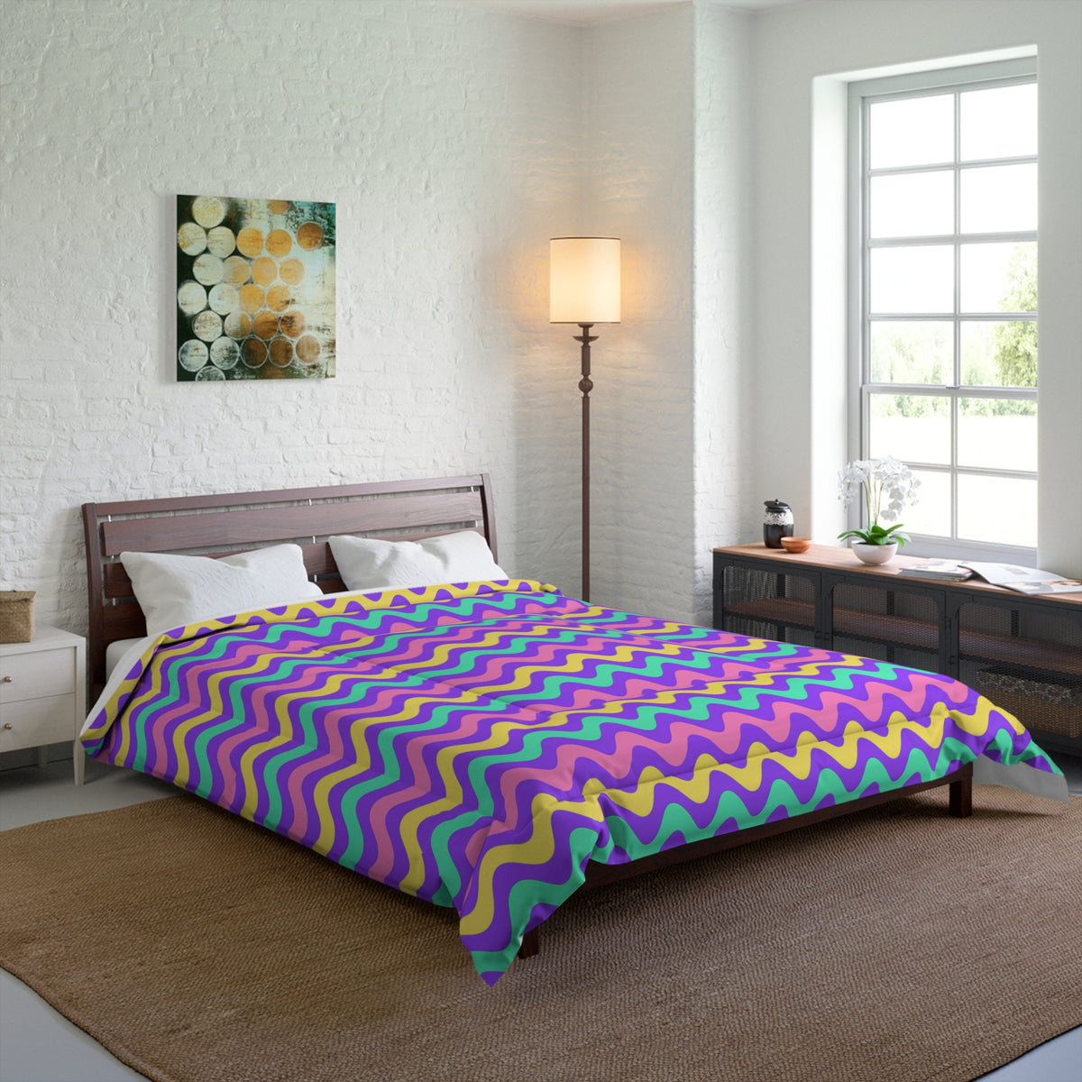 Big Ripple Chevrons Comforter – Candy Pastel on Grape