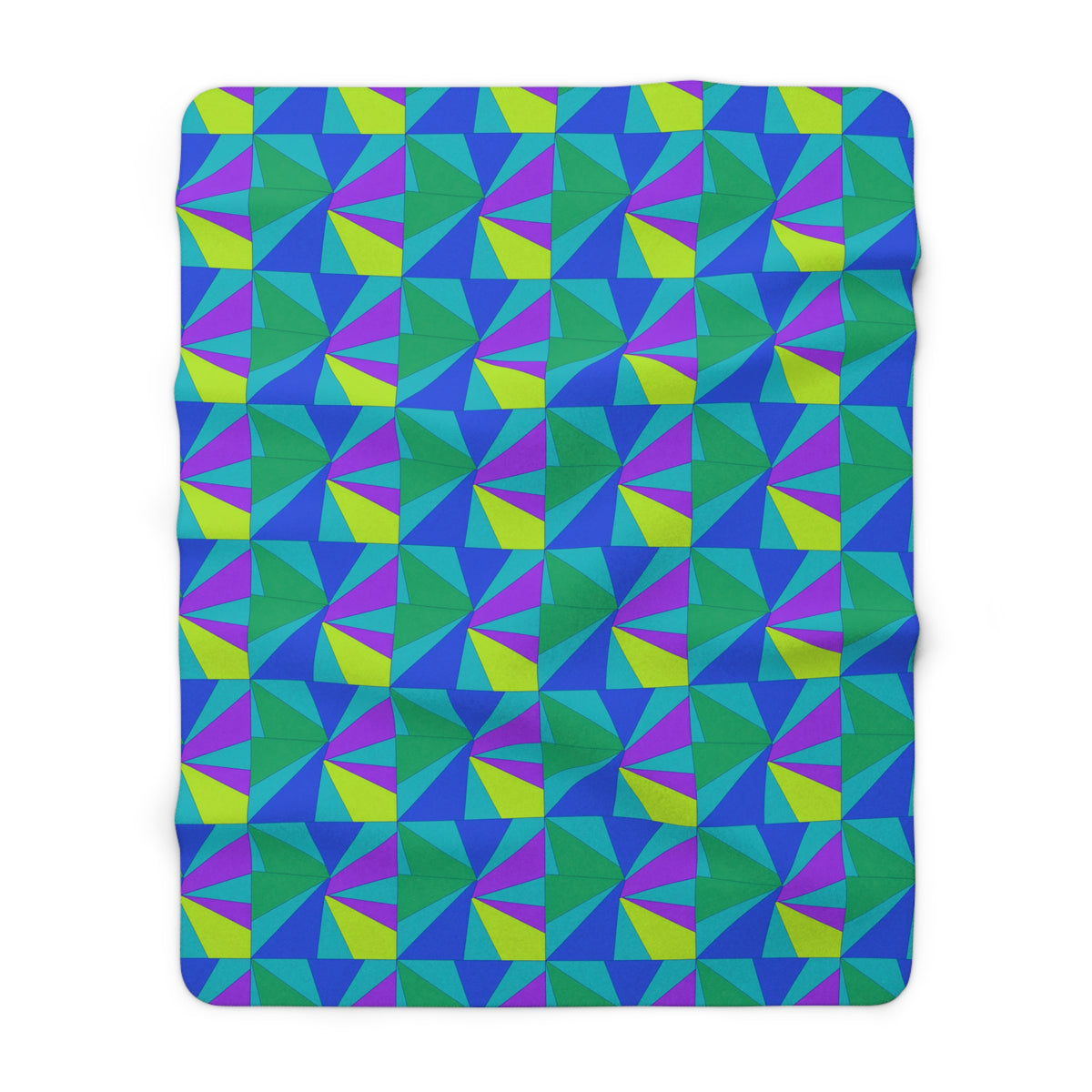 Cubist Sunburst Blocks Sherpa Fleece Blanket – Peacock Jewel