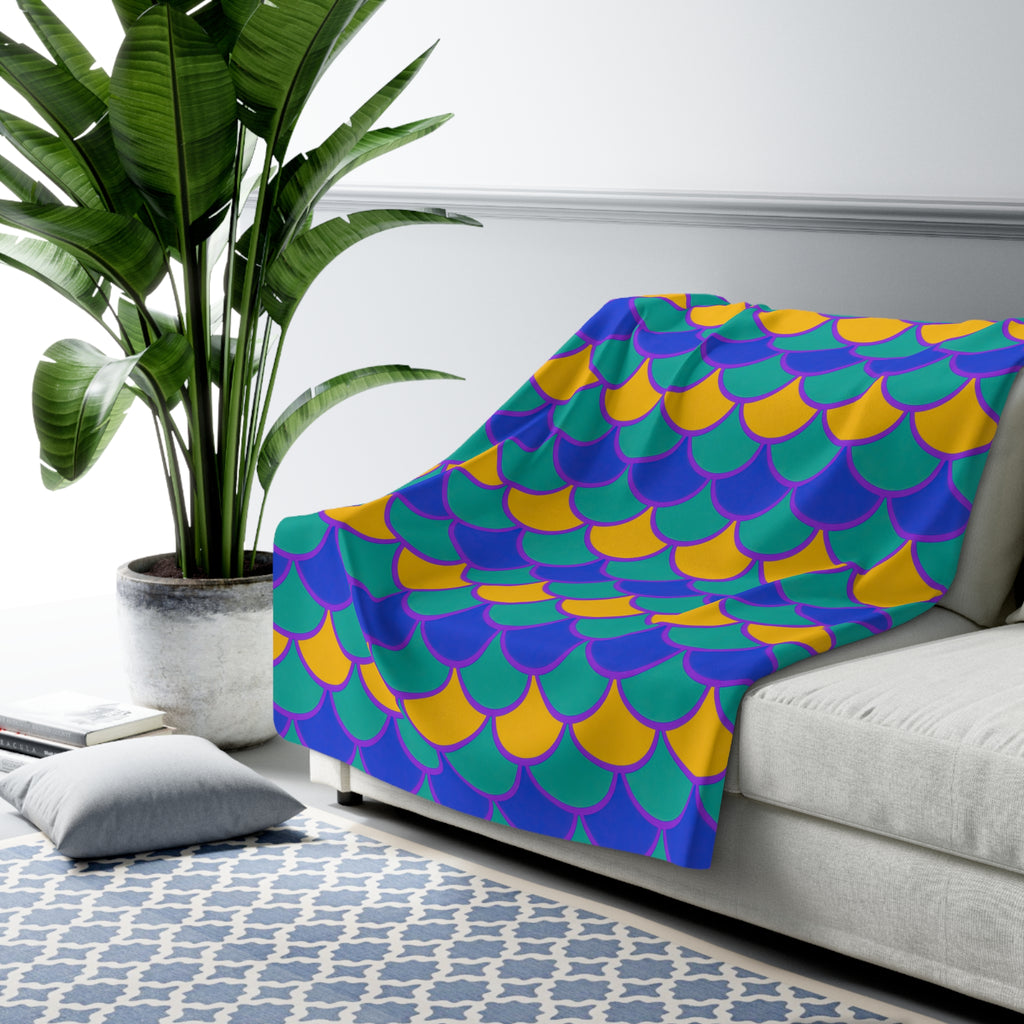 Big Jewel Scales II Sherpa Fleece Blanket – Peacock Jewel