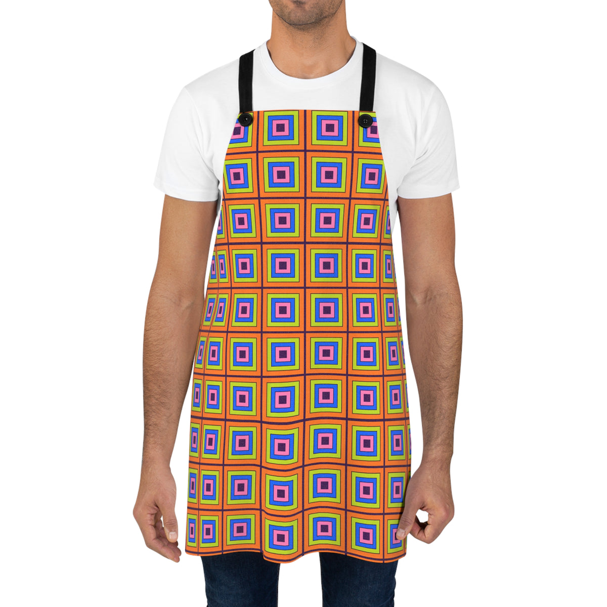 Concentric Square Pop Apron – Op-Art Pattern