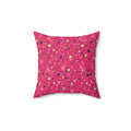 Pink Spray Field Faux Suede Cushion – Candy Pop on Raspberry