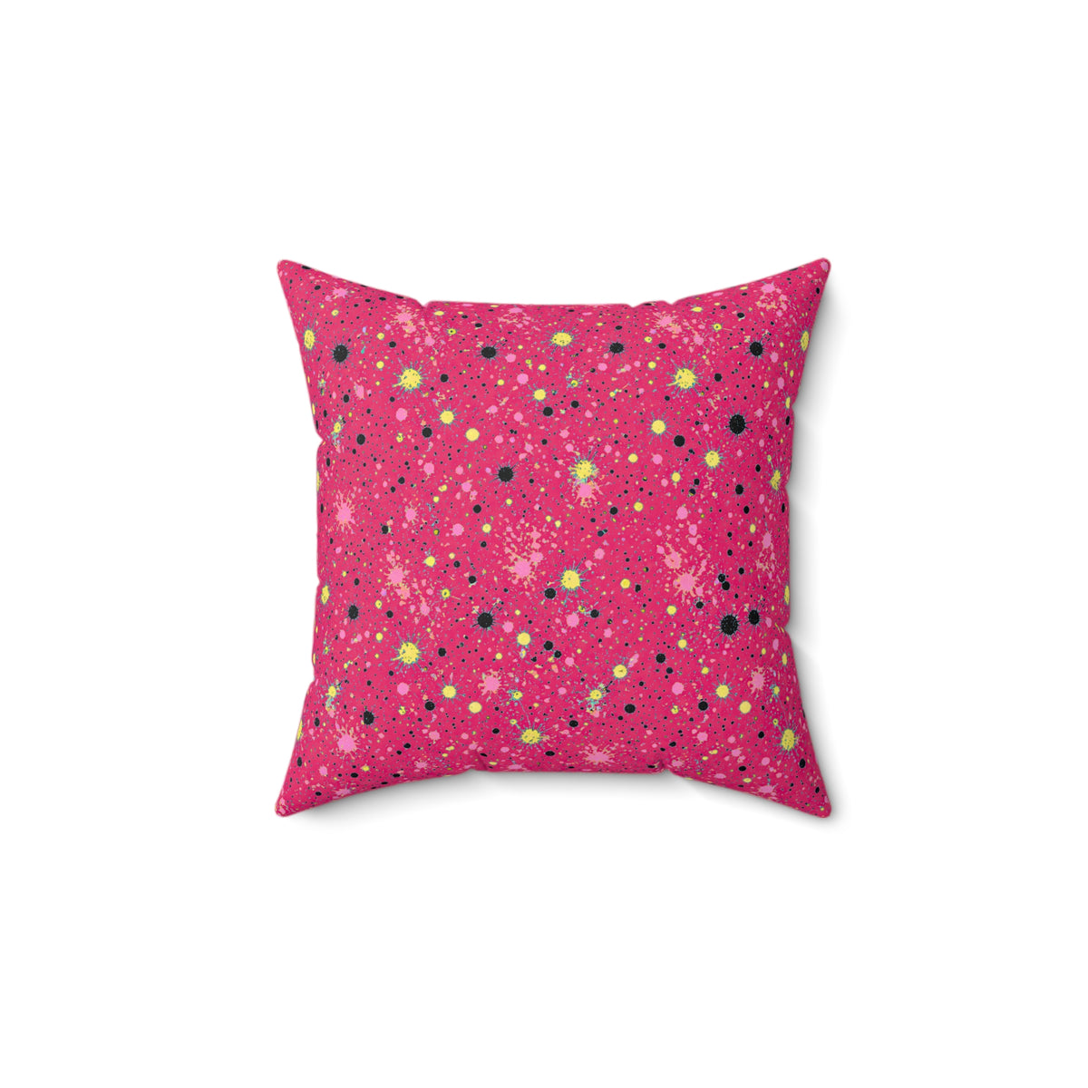 Pink Spray Field Faux Suede Cushion – Candy Pop on Raspberry