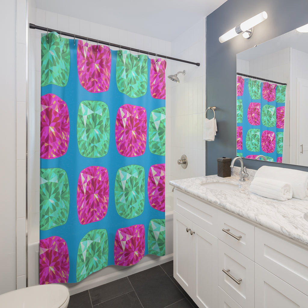Giant Cut Gem Grid Shower Curtain – Ice Jewel