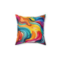 Neon Wave Swirl Faux Suede Cushion – Psychedelic Wave Art