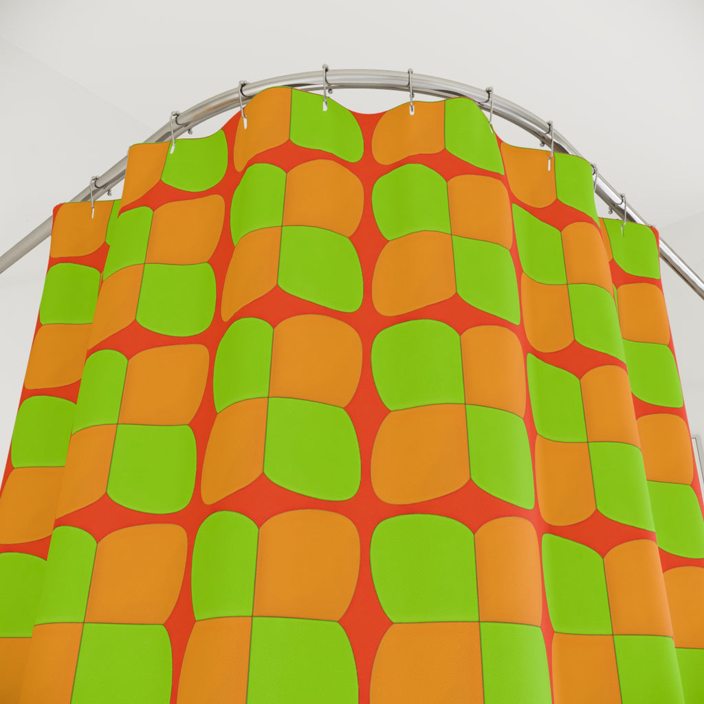 Bold Bulge Checker Shower Curtain – Hot Citrus