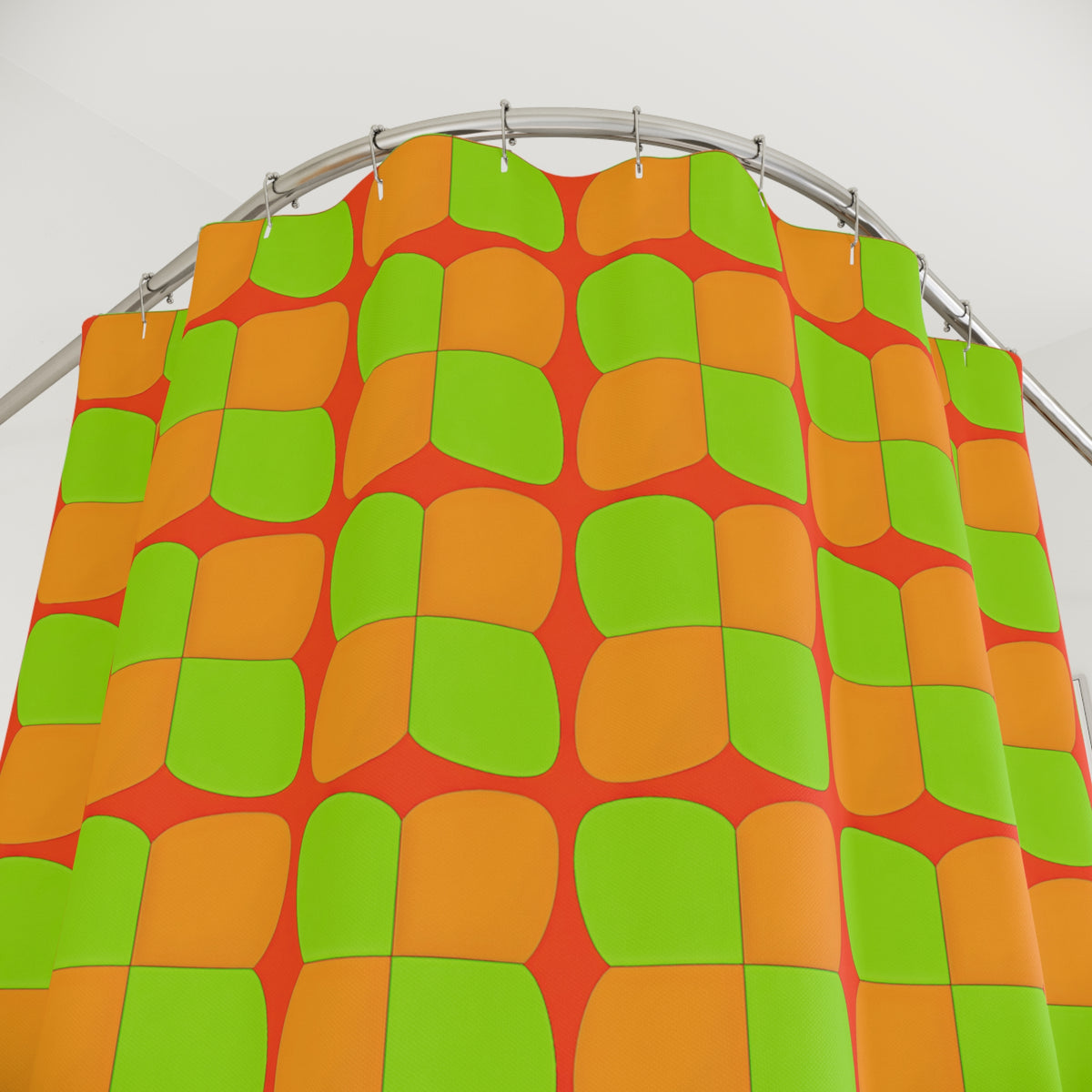 Bold Bulge Checker Shower Curtain – Hot Citrus