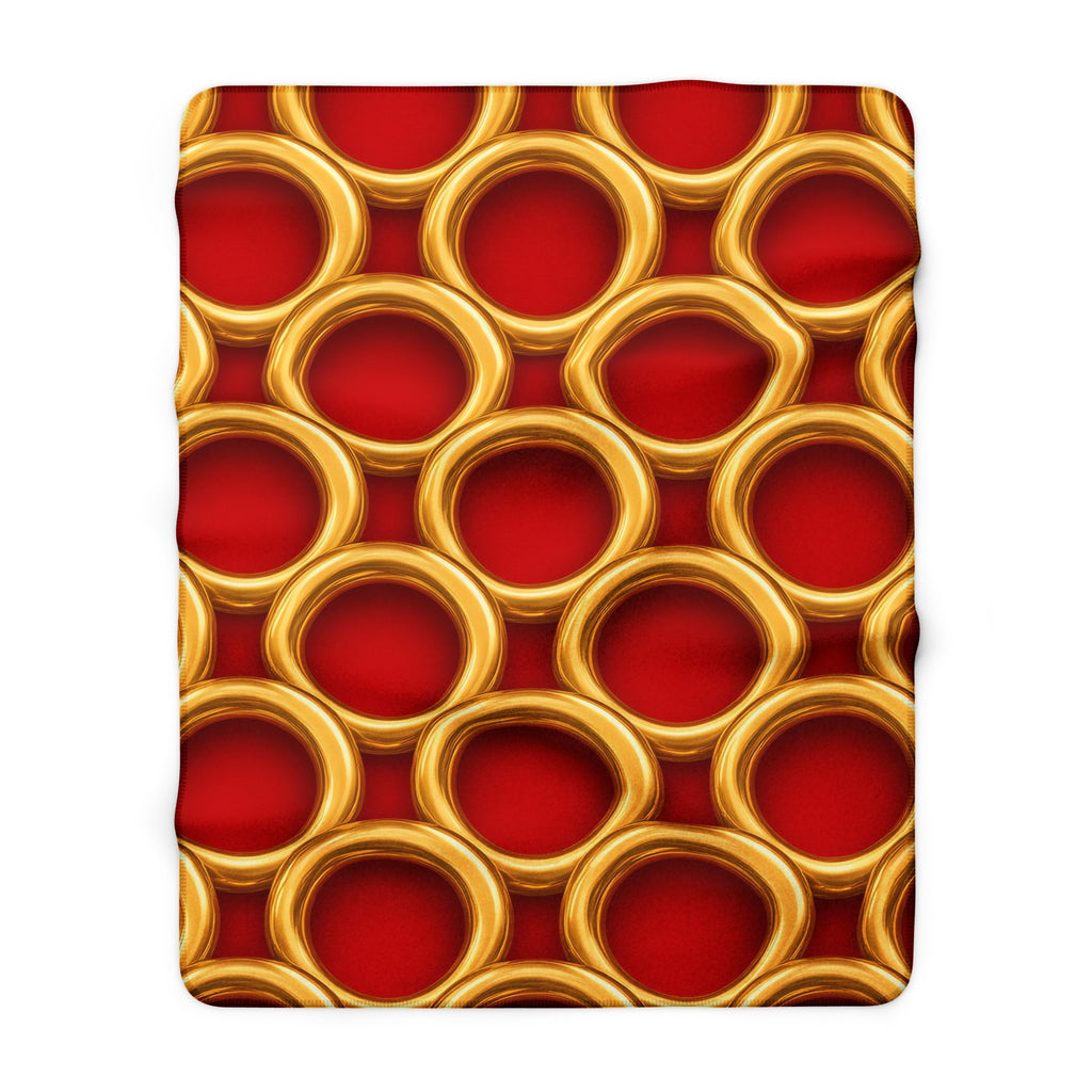 Big Gold Ring Weave Sherpa Fleece Blanket – Liquid Chrome Weave Pattern