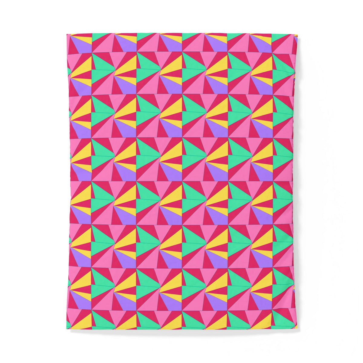 Cubist Sunburst Blocks Cotton Duvet Cover – Candy Pop on Raspberry