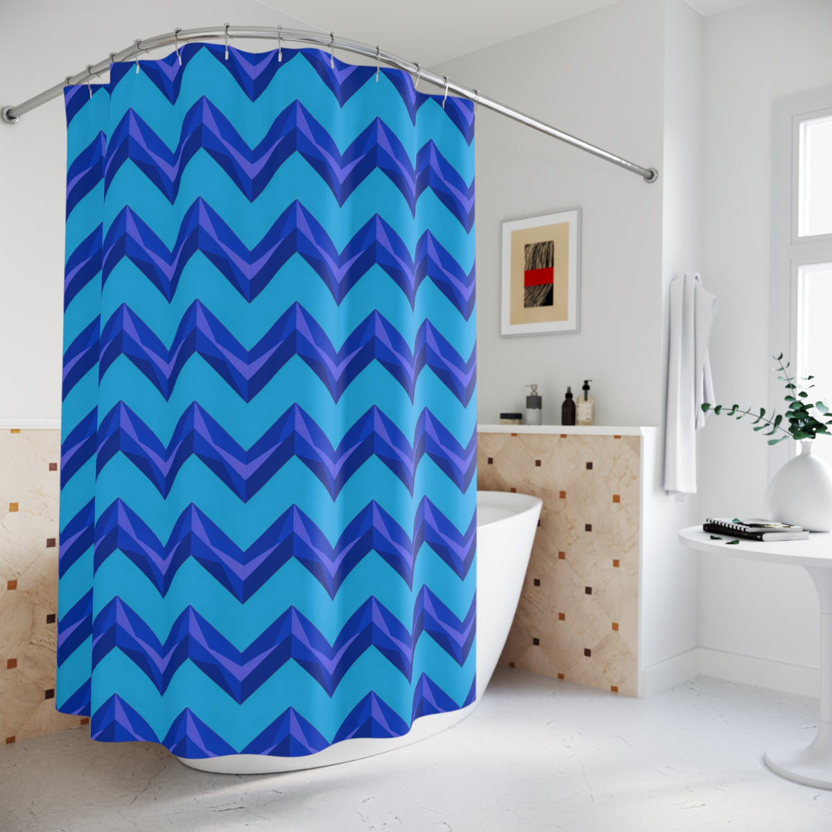 Broad Cut-Gem Chevrons Shower Curtain – Ice Jewel