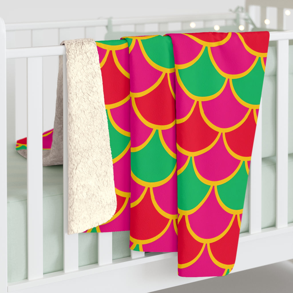 Big Jewel Scales II Sherpa Fleece Blanket – Scale Geometric Pattern