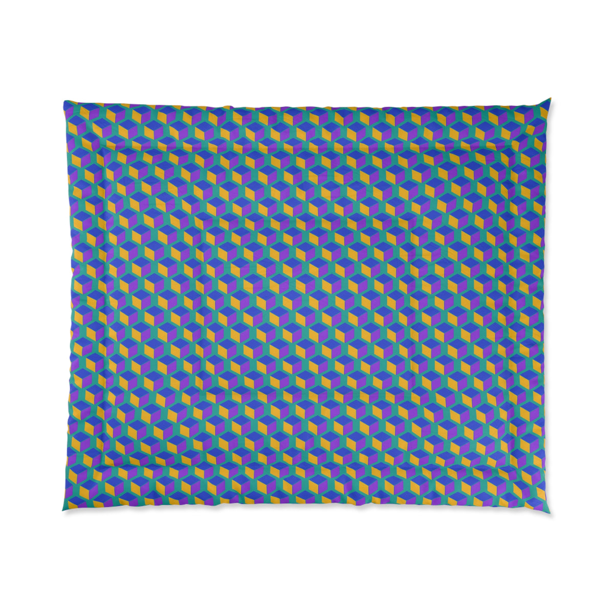 Giant Faceted Cubes II Comforter – Peacock Jewel