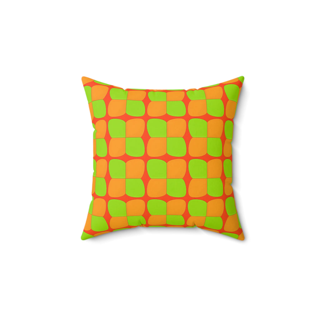 Bold Bulge Checker Faux Suede Cushion – Hot Citrus