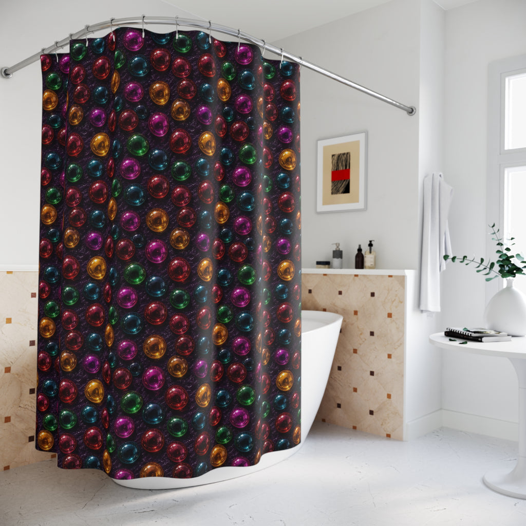 Mirror Glass Orbs Shower Curtain – Holographic-Look Jelly Pattern