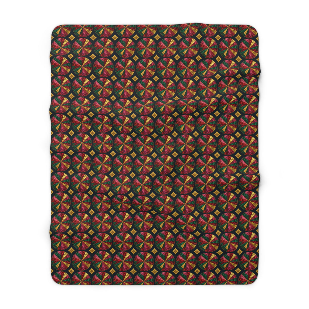 Kaleido Jewel Wheels Sherpa Fleece Blanket – Kaleidoscopic Pattern