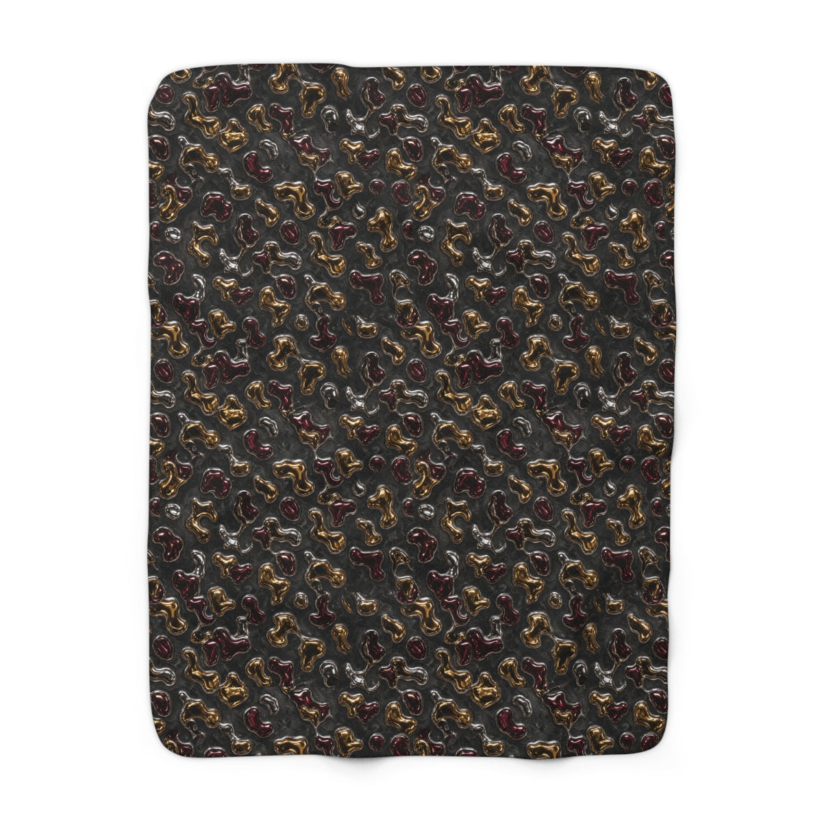 Merging Gold Puddles Sherpa Fleece Blanket – Liquid Chrome Pattern