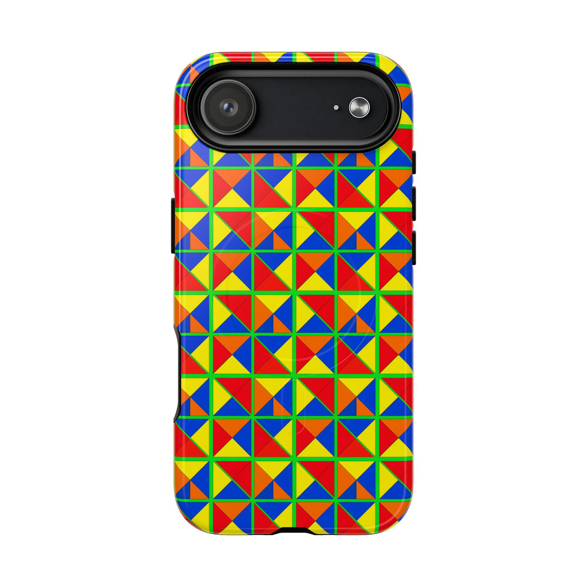 Split Square Fiesta Magnetic Tough iPhone Case – Cubist Geometric Pattern