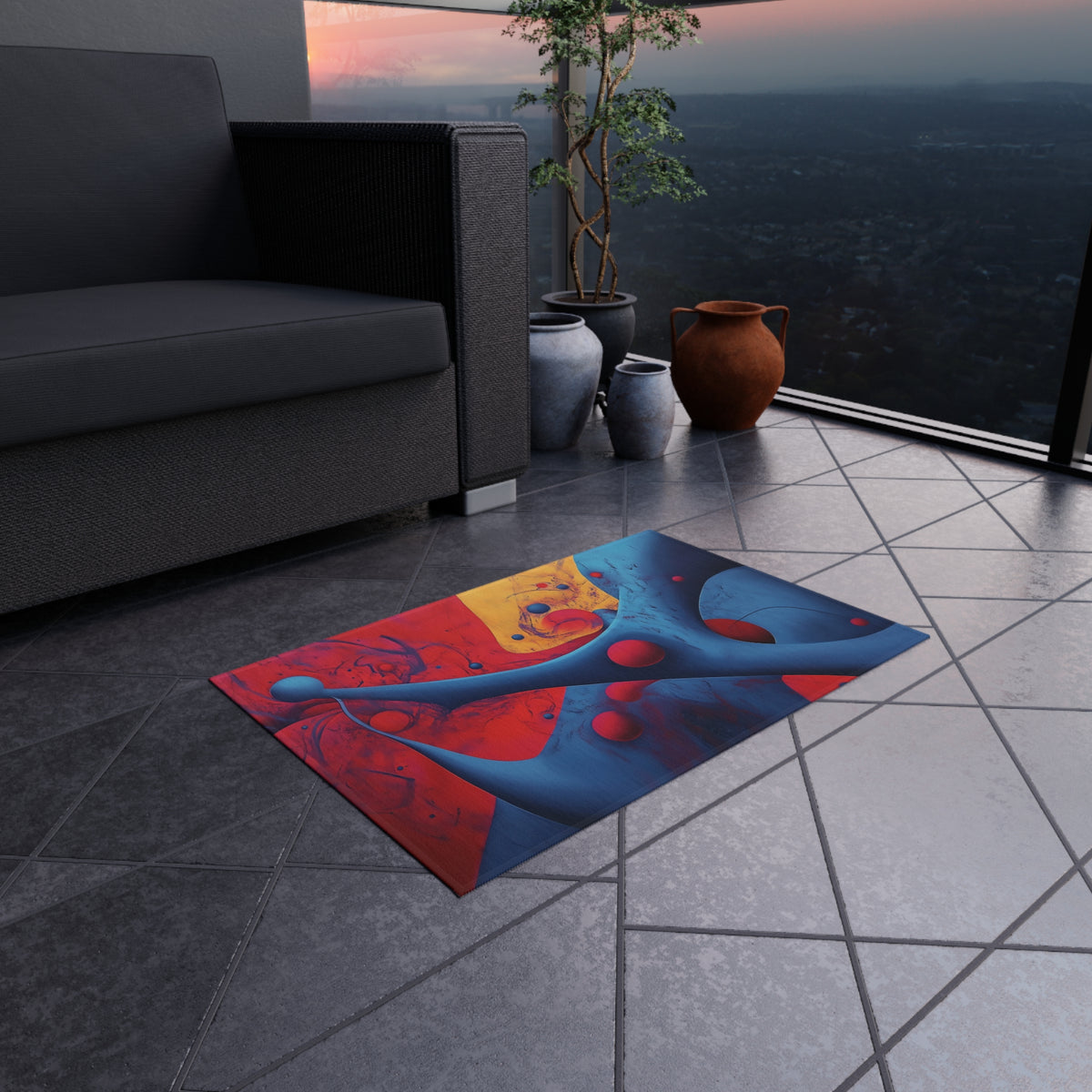 Surreal Red Flow Outdoor Rug – Surreal Abstract Art