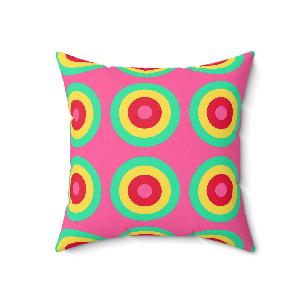 Giant Op-Art Jewel Rings Faux Suede Cushion – Candy Christmas