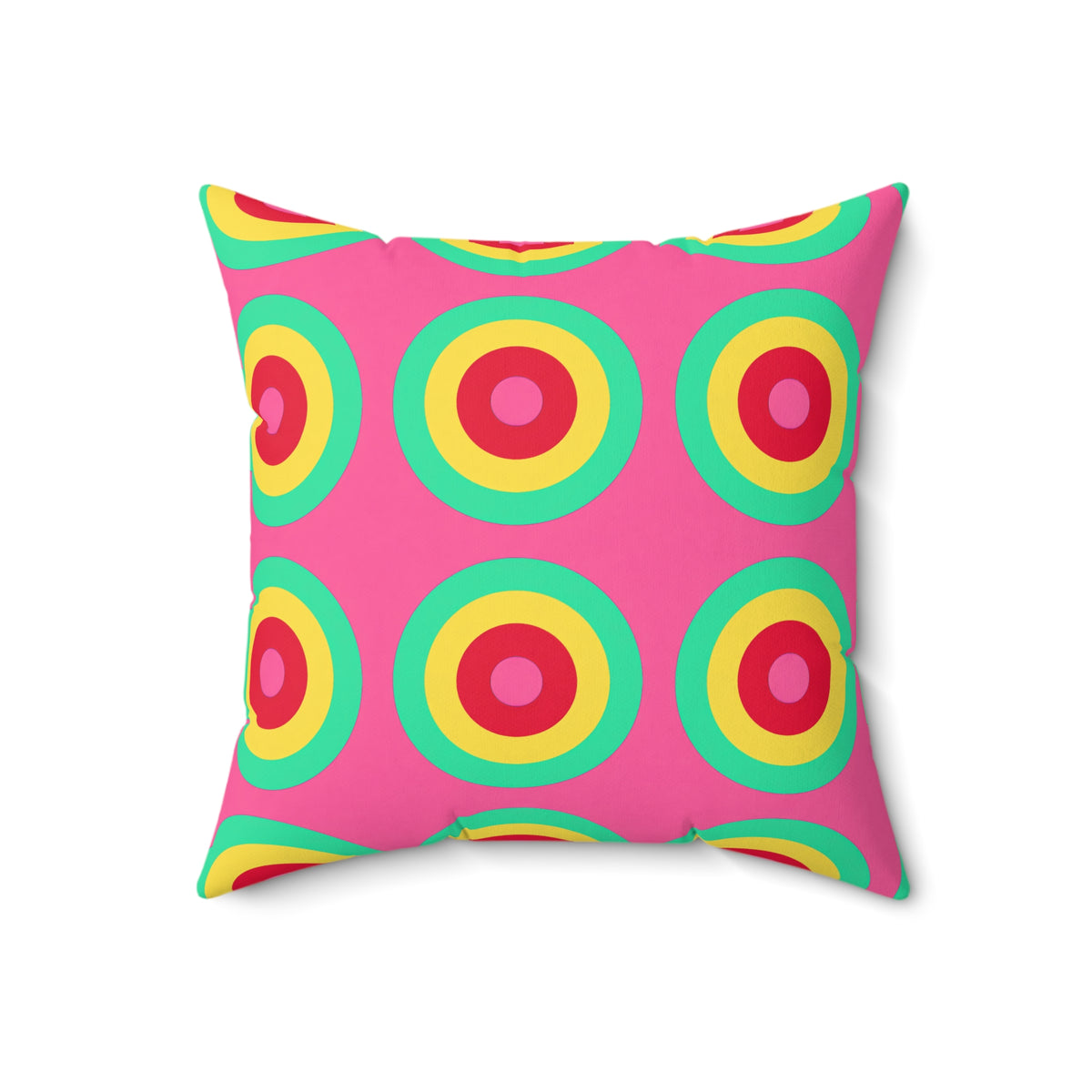 Giant Op-Art Jewel Rings Faux Suede Cushion – Candy Christmas