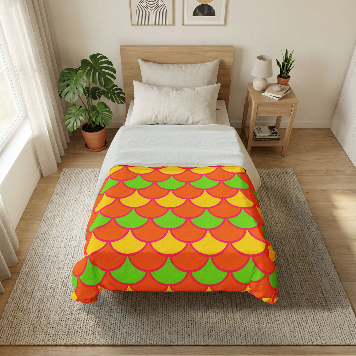 Big Jewel Scales II Cotton Duvet Cover – Hot Citrus Festive