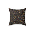 Merging Gold Puddles Faux Suede Cushion – Liquid Chrome Pattern
